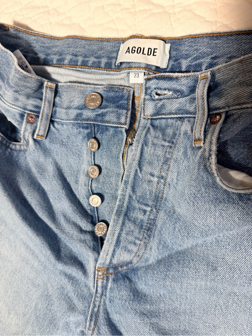 Agolde Light Blue High-Rise Button-Fly Jeans